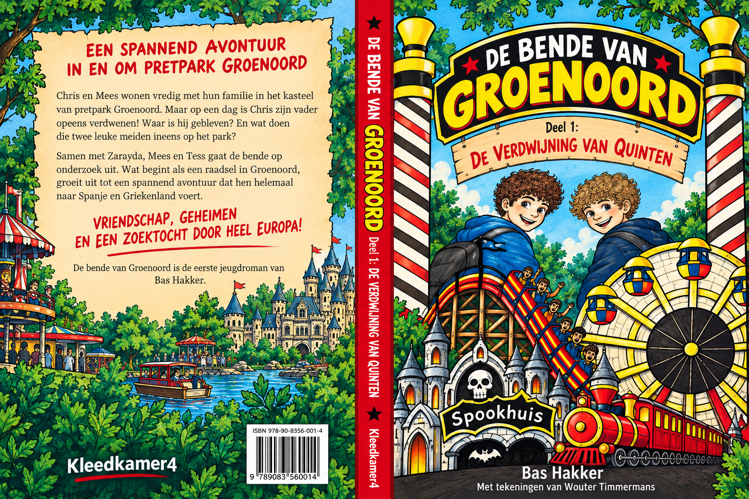 De volledige originele omslag van De Bende van Groenoord, met de voor- en achterkant